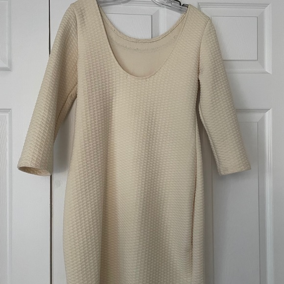 Cream Colored Dress with Beaded Neckline - Picture 2 of 3